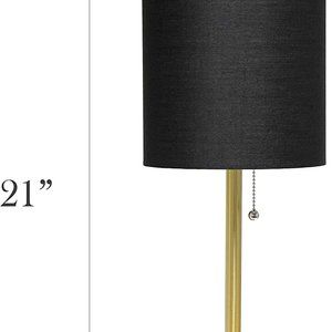 Simple Designs LT1076-GDB Tapered Fabric Drum Shade Table Lamp, Gold/Black
